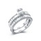925 Silver Pear Emerald Cut and Half ET Set Rings