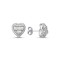 925 Silver CZ Brilliant and Baguette Cut Heart Stud Earrings