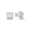 925 Silver CZ Brilliant and Baguette Cut Square Stud Earrings