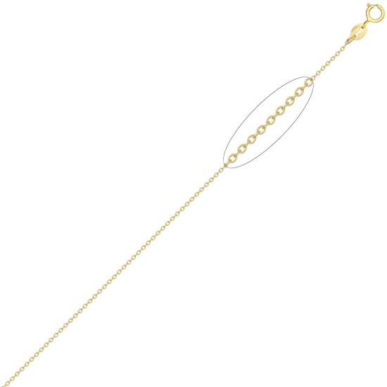 9ct Yellow Gold Rolo Chain 1.1mm Gauge Pendant Chain