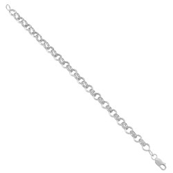 925 Silver CZ set and Patterened Belcher11mm Gauge Bracelet