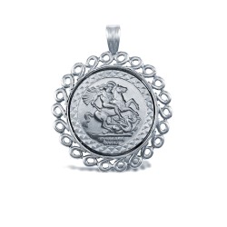 925 Silver Full Size St George Medal Pendant Swirl Design