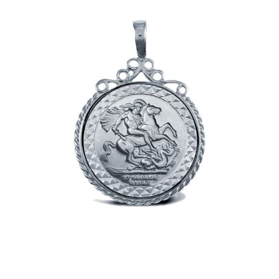 925 Silver Full Size St George Medal Rope Edge Pendant