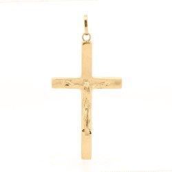 9ct Yellow Gold Square Tube Hollow Crucifix