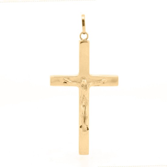 9ct Yellow Gold Square Tube Hollow Crucifix