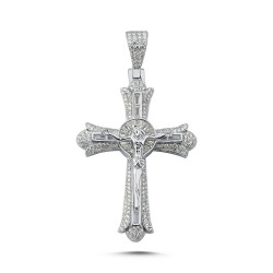 925 Silver Large CZ Brilliant Cut Crucifix