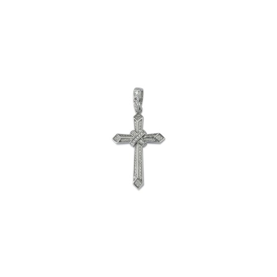 925 Silver Large CZ Brilliant Cut Cross