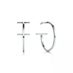 925 Sterling Silver Polished T Hoop 20mm Earrings