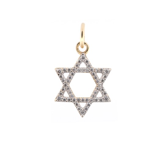 9ct Yellow Gold CZ set Star Of David Pendant