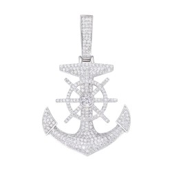 925 Silver CZ Set Anchor Pendant