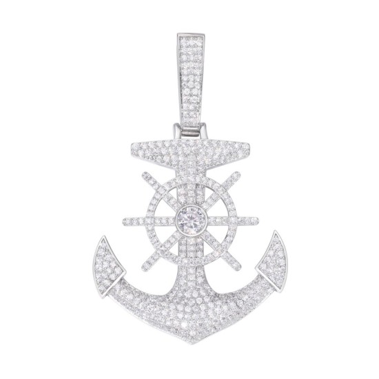 925 Silver CZ Set Anchor Pendant