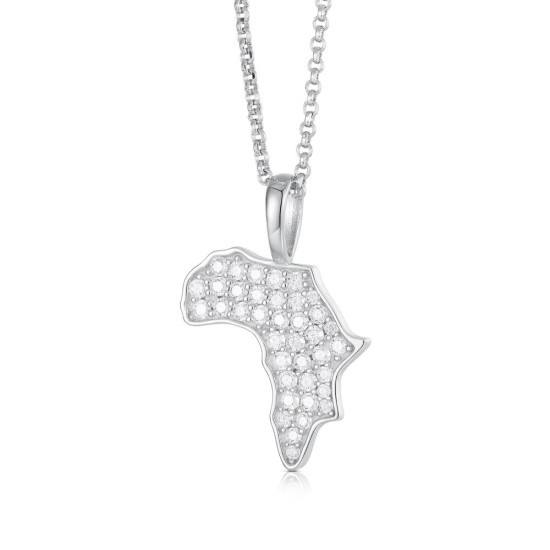 925 Silver CZ Set Africa Pendant