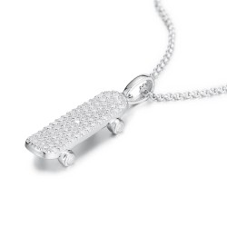 925 Silver CZ Set Skateboard Pendant