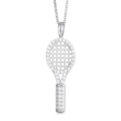 925 Silver CZ Set Racquet Pendant