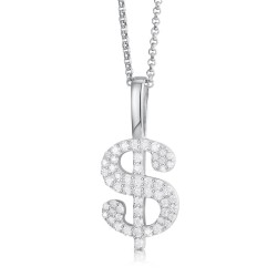 925 Silver CZ Set Dollar Pendant