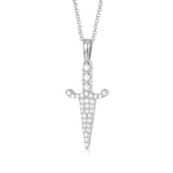 925 Silver CZ Set Dagger Pendant