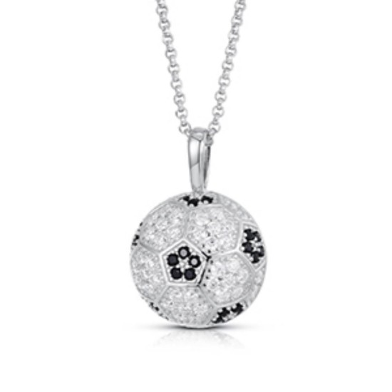 925 Silver CZ Set Football Pendant