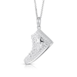 925 Silver CZ Set BasketBall Boot Pendant