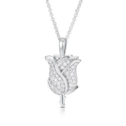 925 Silver CZ Set Tulip Pendant