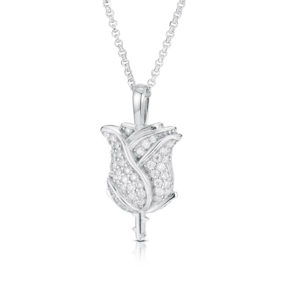 925 Silver CZ Set Tulip Pendant