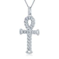 925 Silver CZ Set Curb Link Anc Style Cross