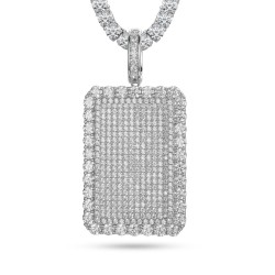 925 Silver CZ Set Dog Tag Pendant