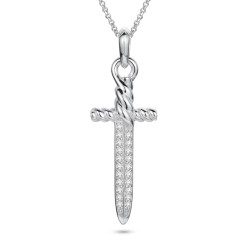925 Silver CZ Set Vintage Sword Pendant