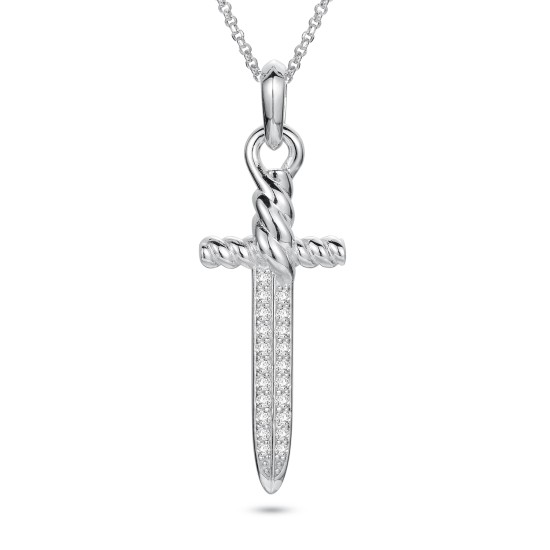 925 Silver CZ Set Vintage Sword Pendant