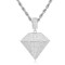 925 Silver CZ Set Natural Diamond Pendant