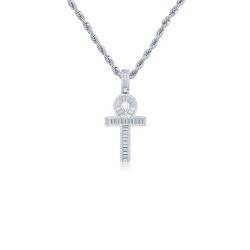 925 Silver Anc Style Baguette CZ Set Cross