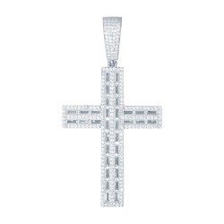 925 Silver Baguette CZ Set Cross