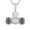 925 Silver CZ Set Dumbell Pendant