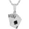 925 Silver CZ Set Hand of Playing Cards Pendant