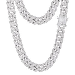 925 Silver CZ Set Cuban Chain 12.0mm