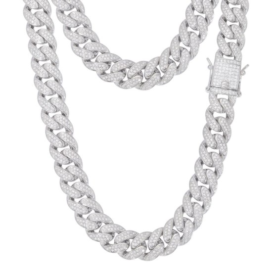 925 Silver CZ Set Cuban Chain 12.0mm