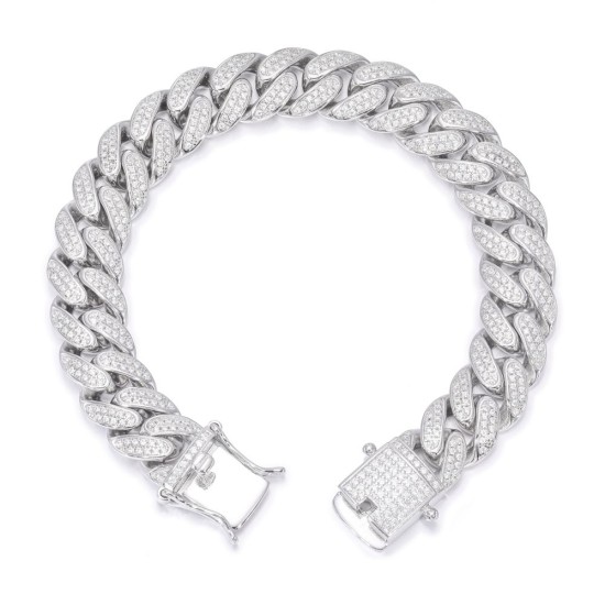 925 Silver CZ Set Cuban Chain 12.0mm
