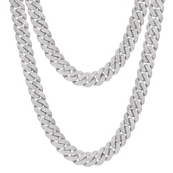 925 Silver CZ Set Cuban Chain 14.0mm