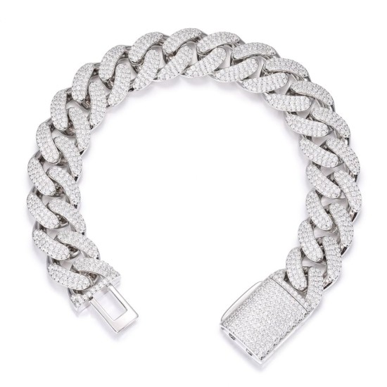 925 Silver CZ Set Cuban Chain 14.0mm