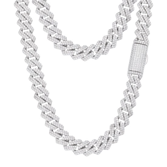 925 Silver CZ Set Cuban Chain 10.0mm