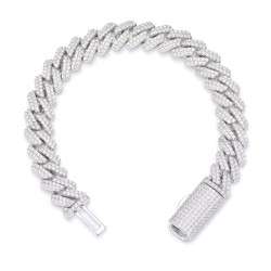 925 Silver CZ Set Cuban Chain 10.0mm