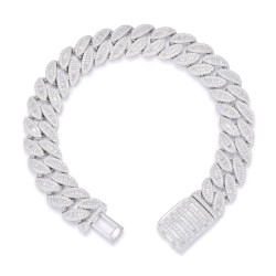 925 Silver Baguette CZ Set Cuban Chain 14.0mm