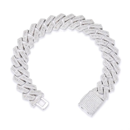 925 Silver Baguette CZ Set Cuban Chain 16.0mm