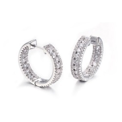 925 Silver CZ Set Hoop Earrings 19mm