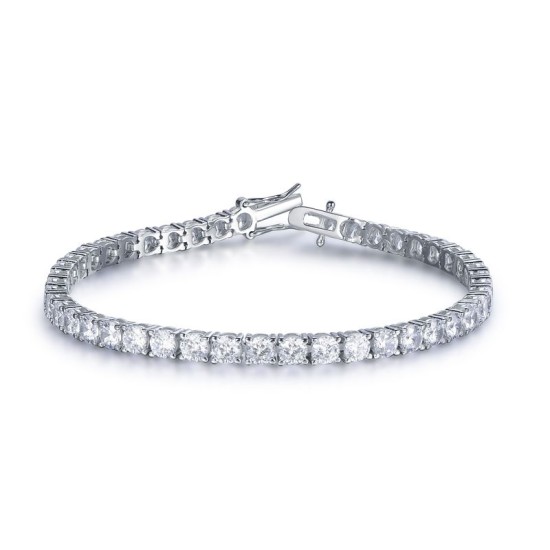925 Silver CZ Set Tennis Bracelet 4.0mm