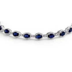 925 Silver CZ Sapphire and White Stone Bracelet