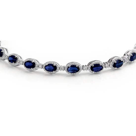 925 Silver CZ Sapphire and White Stone Bracelet