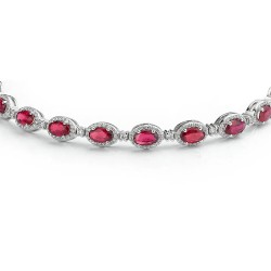 925 Silver CZ Ruby and White Stone Bracelet