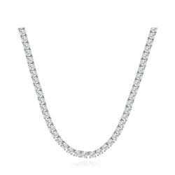 925 Silver CZ Set Tennis Necklace 4.0mm 17 Inch