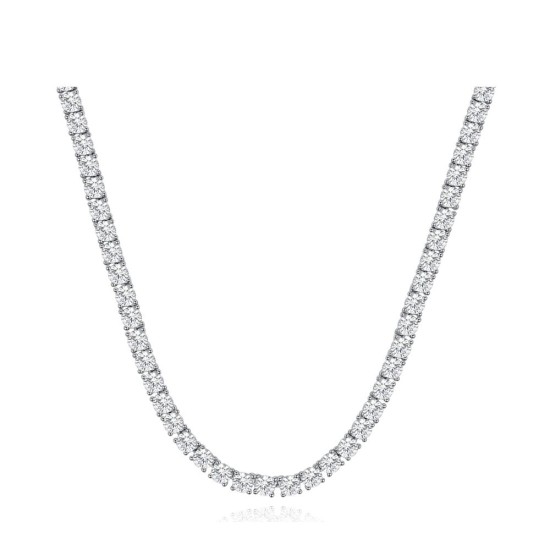 925 Silver CZ Set Tennis Necklace 4.0mm 17 Inch