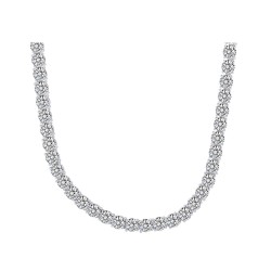 925 Silver CZ Set Tennis Necklace 6.0mm 17 Inch